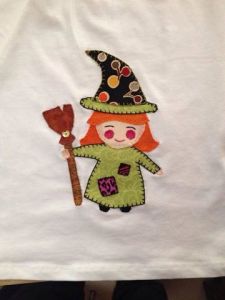 Aplicación  bruja infantil costura patchwork